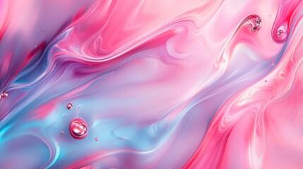 Fototapeta premium Abstract Pink and Blue Liquid Swirls with Bubbles.