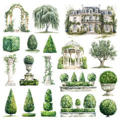 Fototapeta premium PNG Victorian garden element set, transparent background