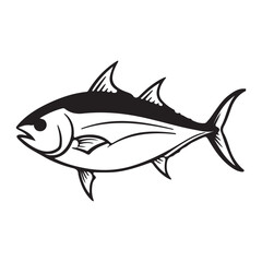 Tuna fish silhouette vector art illustration.