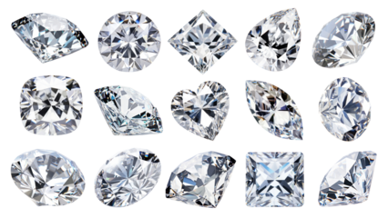PNG jewelry diamond element set, transparent background
