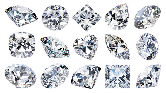 PNG jewelry diamond element set, transparent background