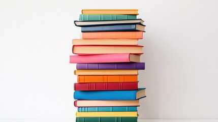 Fototapeta premium Colorful stack of books on a white background.