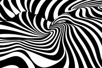 Dynamic Zebra-Style Optical Art in Black and White