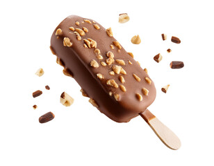 Delicious chocolate ice cream bar covered in nuts, perfect for summer treats or dessert inspiration.
