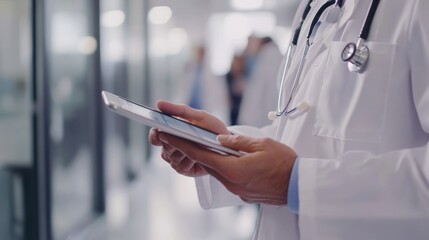 Doctor at work with a digital tablet