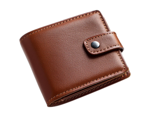 Elegant brown leather wallet showcasing superior craftsmanship and style, perfect for organizing essentials and enhancing your look cut out isolated transparent PNG