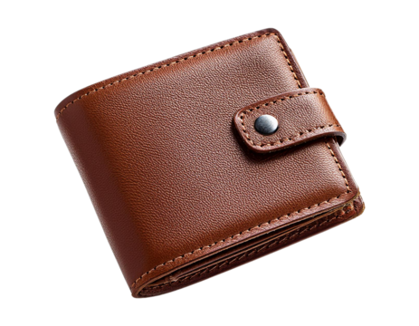 Elegant brown leather wallet showcasing superior craftsmanship and style, perfect for organizing essentials and enhancing your look cut out isolated transparent PNG