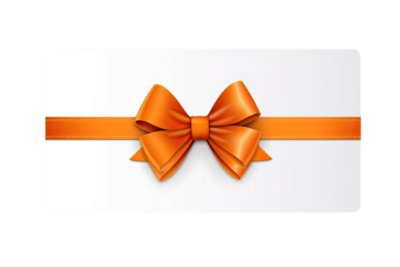 Elegant gift card featuring a stylish orange bow, perfect for any occasion. Ideal for gifting and presentations.