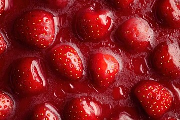 Texture of sweet fresh strawberries as background, closeup , ai