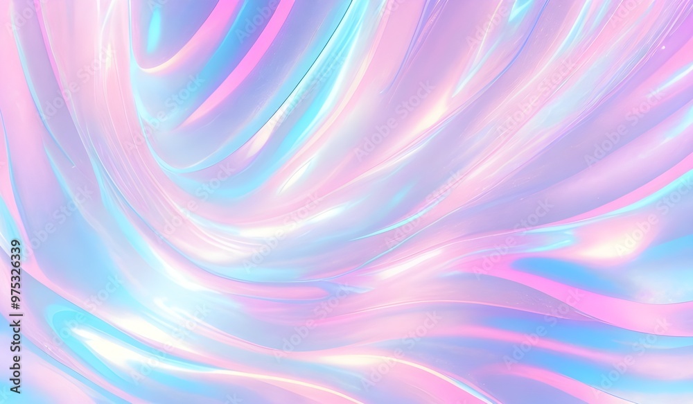 Poster holographic neon waves colorful pastel abstract background