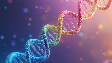 Human DNA Strand, symbolizing the common thread between us all, with diverse colors, with copy space