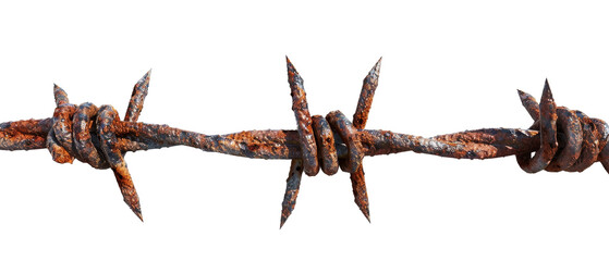 Rusty barbed wire showcasing texture and decay, symbolizing boundaries and restrictions in various contexts.