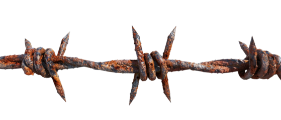 Rusty barbed wire showcasing texture and decay, symbolizing boundaries and restrictions in various contexts.