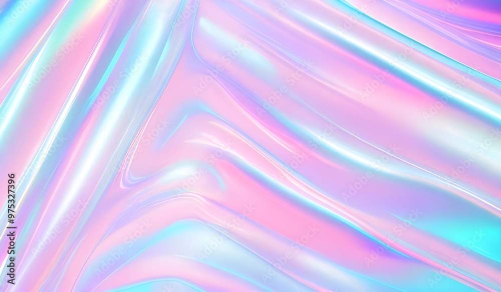 Poster holographic neon waves colorful pastel abstract background