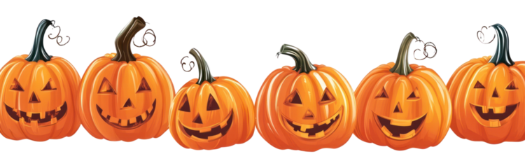 PNG Halloween pumpkins border isolated on white background halloween illustration jack-o'-lanterns.