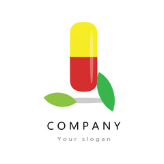 cepsule logo dewsign .pharmacy logo.idea ,leaf