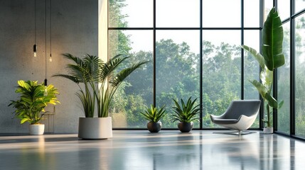 Fototapeta premium Modern Luxury: Open-Plan Living with Tropical Touches and Expansive Views