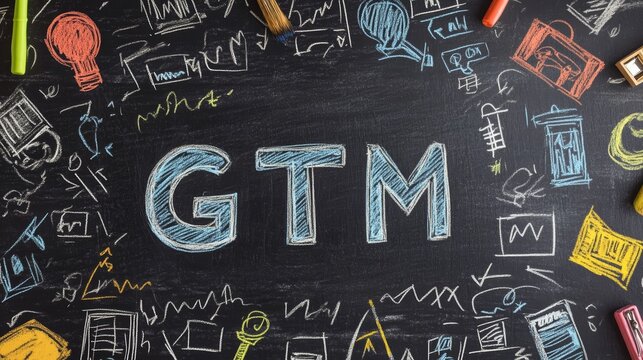 Hand drawn GTM - Go To Market acronym business concept on blackboard
