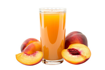 Glass of Peach Juice with Fresh Peaches