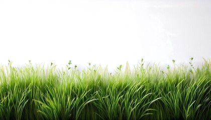 Fototapeta premium green grass field meadow, white background cut out