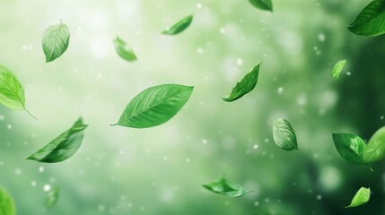 Green Floating Leaves Flying Leaves Green Leaf Dancing Air Purifier Atmosphere Simple Main Picture