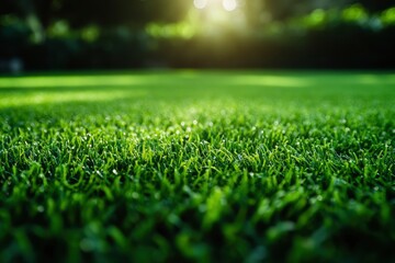 Naklejka premium Green turf grass texture and background. Green grass field. Green grass for golf course, soccer, football, sport. Green grass field for golf course, soccer, football, sport , ai