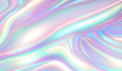 Obraz premium Holographic background seamless trendy iridescent light foil texture. Soft holographic pastel unicorn marble background pattern. Modern pearlescent blurry abstract swirl illustration. 