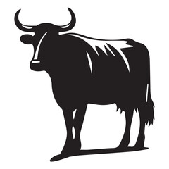 Cow black silhouette vector isolated on white background for farm design