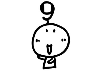 シンプルでかわいい手描きの顔のイラストと数字