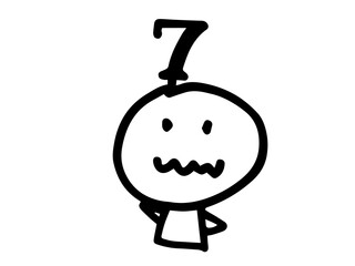 シンプルでかわいい手描きの顔のイラストと数字