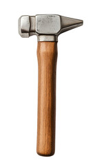 Metal hammer with wooden handle  isolated on transparent background