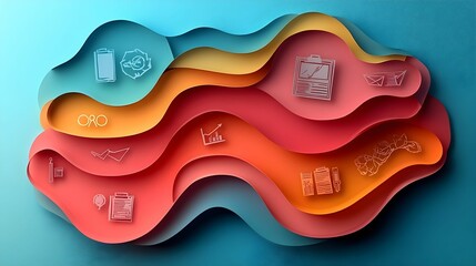 An illustration of a business concept in a papercut style, featuring vibrant and well-designed colors. The layered textures and clean lines bring a modern, creative touch to the overall visual appeal.