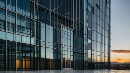 Obraz premium Modern office building with reflective glass panels and clean lines