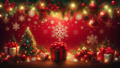 red christmas background with stars