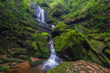 Saithip waterfall, Beautiful waterfall in Phu Soi Dao national park, Uttraradit Province, ThaiLand.