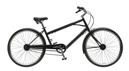 Fototapeta premium A minimalist black bicycle, isolated on a plain white background. Ideal for transportation, eco-friendly branding, or lifestyle product mockups