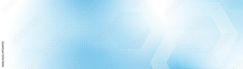 Poster Abstract Hexagonal Design with Gradient in Light Blue Tones