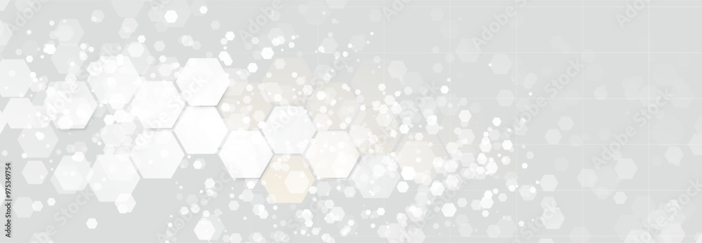 Poster Abstract Hexagonal Pattern with Light Overlay on Grey Background