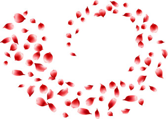 Flying red rose petals element decoration freshening in nature background. botanical vector