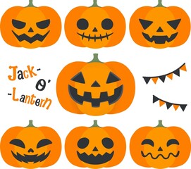 Halloween various jack-o-lantern illustration set