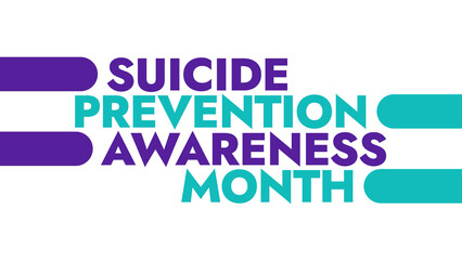 Suicide Prevention Awareness Month colorful text typography on a white or black background banner illustration is great for wishing and celebrating Suicide Prevention Awareness Month in September