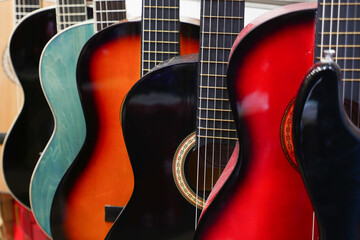 A Colorful Array of Beautiful Acoustic Guitars for Musical Inspiration and Creativity © Towfiqu Barbhuiya 