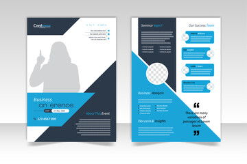 Event conference 2 side flyer design with organic shape