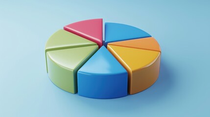 Circle chart with different segments representing stock market share ratios. 3d illustration.