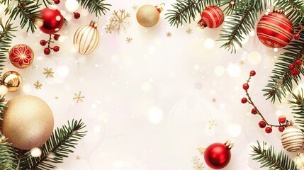 A festive Christmas border background that brings the holiday spirit to life. There are twinkling Christmas lights in various colors like red, green, and white
