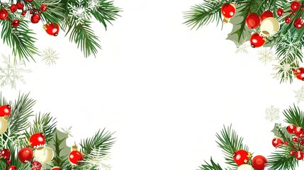 A festive Christmas border background that brings the holiday spirit to life. There are twinkling Christmas lights in various colors like red, green, and white