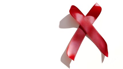 A single red ribbon is tied in a bow, creating a simple, yet powerful symbol of hope and support.