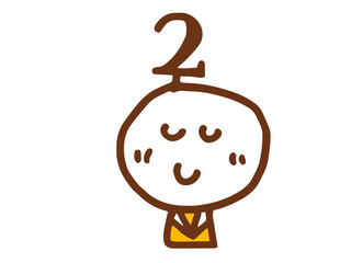 シンプルでかわいい手描きの顔のイラストと数字