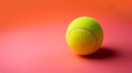 Tennis ball in an orange concept on trendy pink coral background