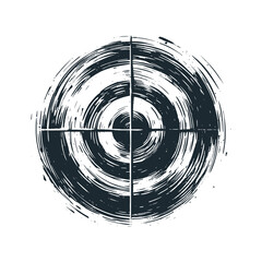 The logo of circle target. Black white vector illustration.